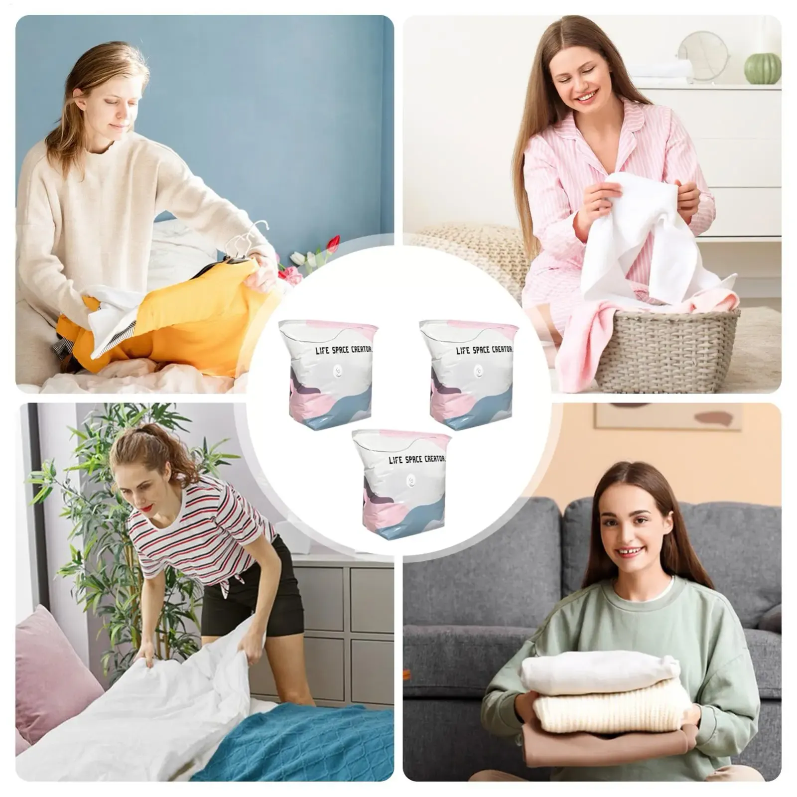 Compression de couette dans un sac de rangement