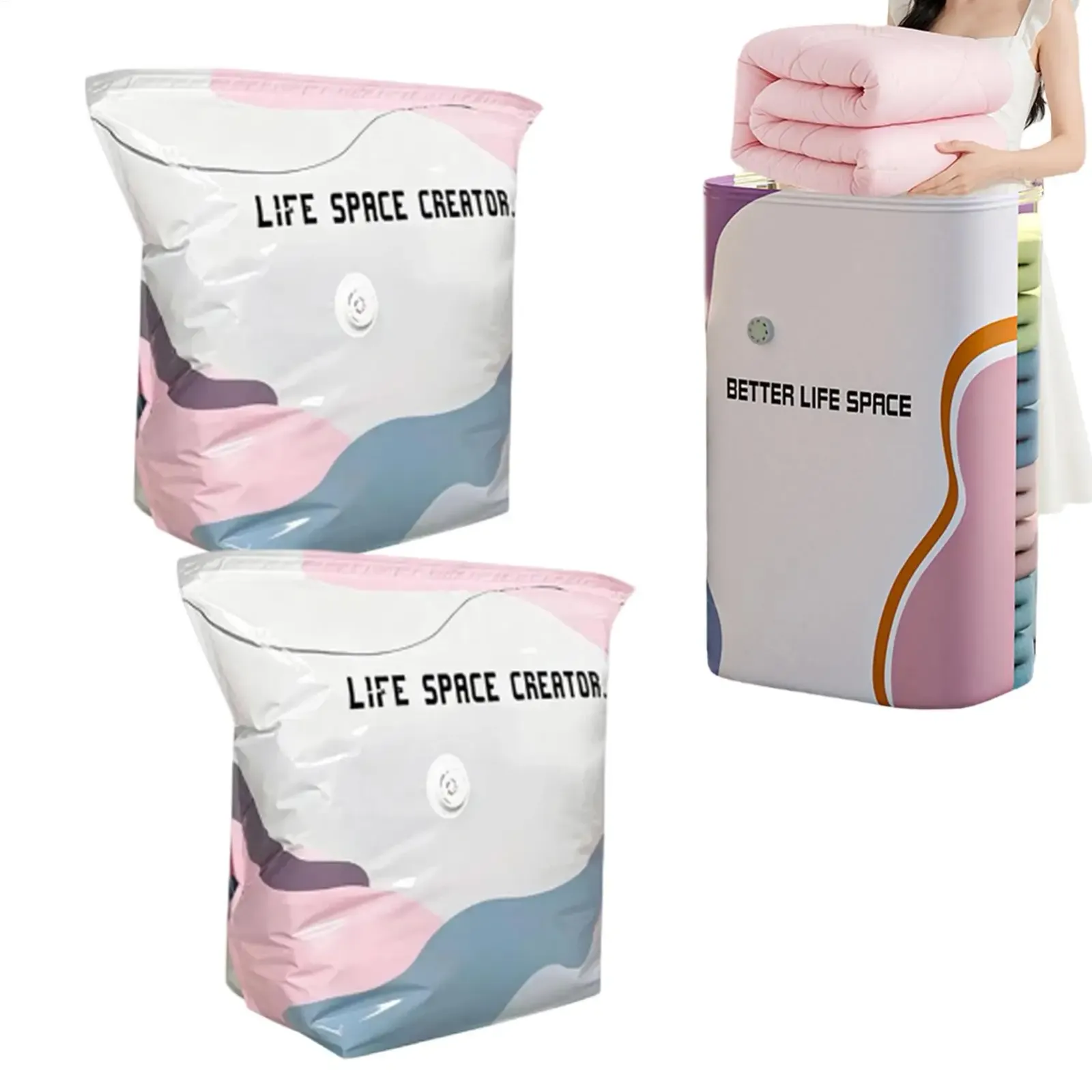 Sacs de rangement sous vide sans pompe, vue d'ensemble