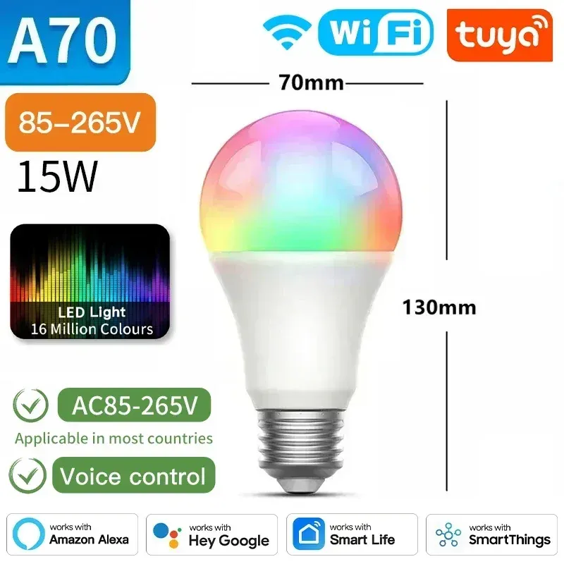 Ampoule LED Tuya E27 connectée Bluetooth/Wi-Fi/Zigbee, RGB et blanc variable 2700-6500K, compatible application Smart Life, commande vocale Alexa et Google Home 11