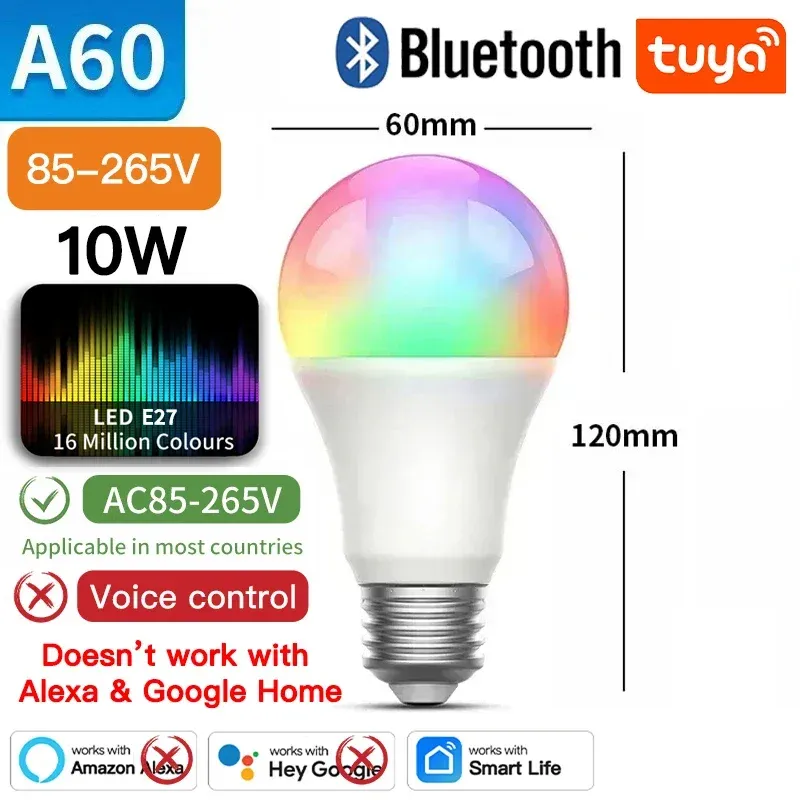 Ampoule LED Tuya E27 connectée Bluetooth/Wi-Fi/Zigbee, RGB et blanc variable 2700-6500K, compatible application Smart Life, commande vocale Alexa et Google Home 10