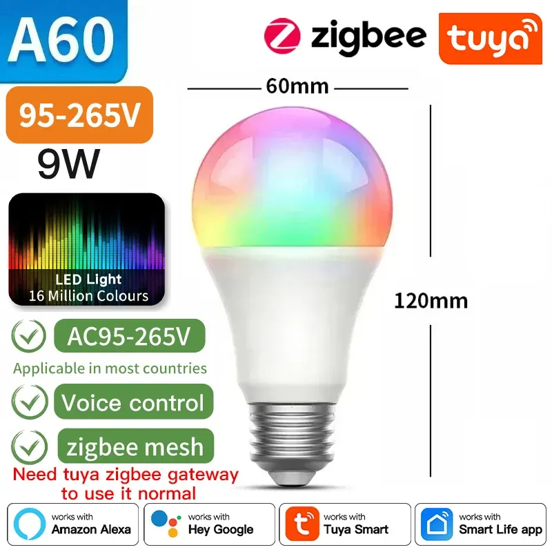 Ampoule LED Tuya E27 connectée Bluetooth/Wi-Fi/Zigbee, RGB et blanc variable 2700-6500K, compatible application Smart Life, commande vocale Alexa et Google Home 15