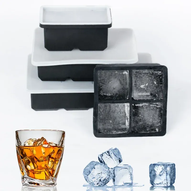 Moule à glaçons en silicone de qualité alimentaire, grand format, 4, 6, 8 ou 15 grilles, idéal pour bar et pub