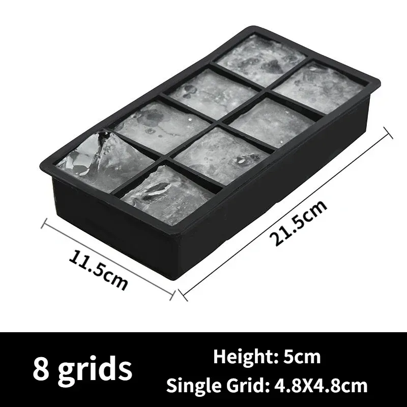 Moule à glaçons en silicone de qualité alimentaire, grand format, 4, 6, 8 ou 15 grilles, idéal pour bar et pub 16
