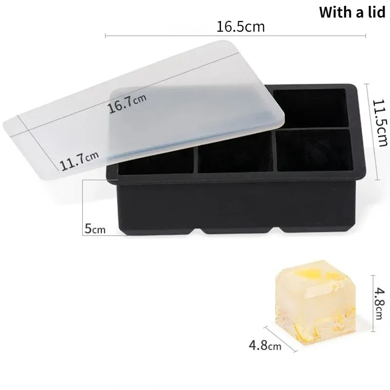 Moule à glaçons en silicone de qualité alimentaire, grand format, 4, 6, 8 ou 15 grilles, idéal pour bar et pub 11