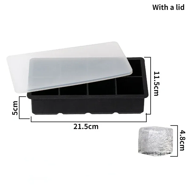 Moule à glaçons en silicone de qualité alimentaire, grand format, 4, 6, 8 ou 15 grilles, idéal pour bar et pub 12