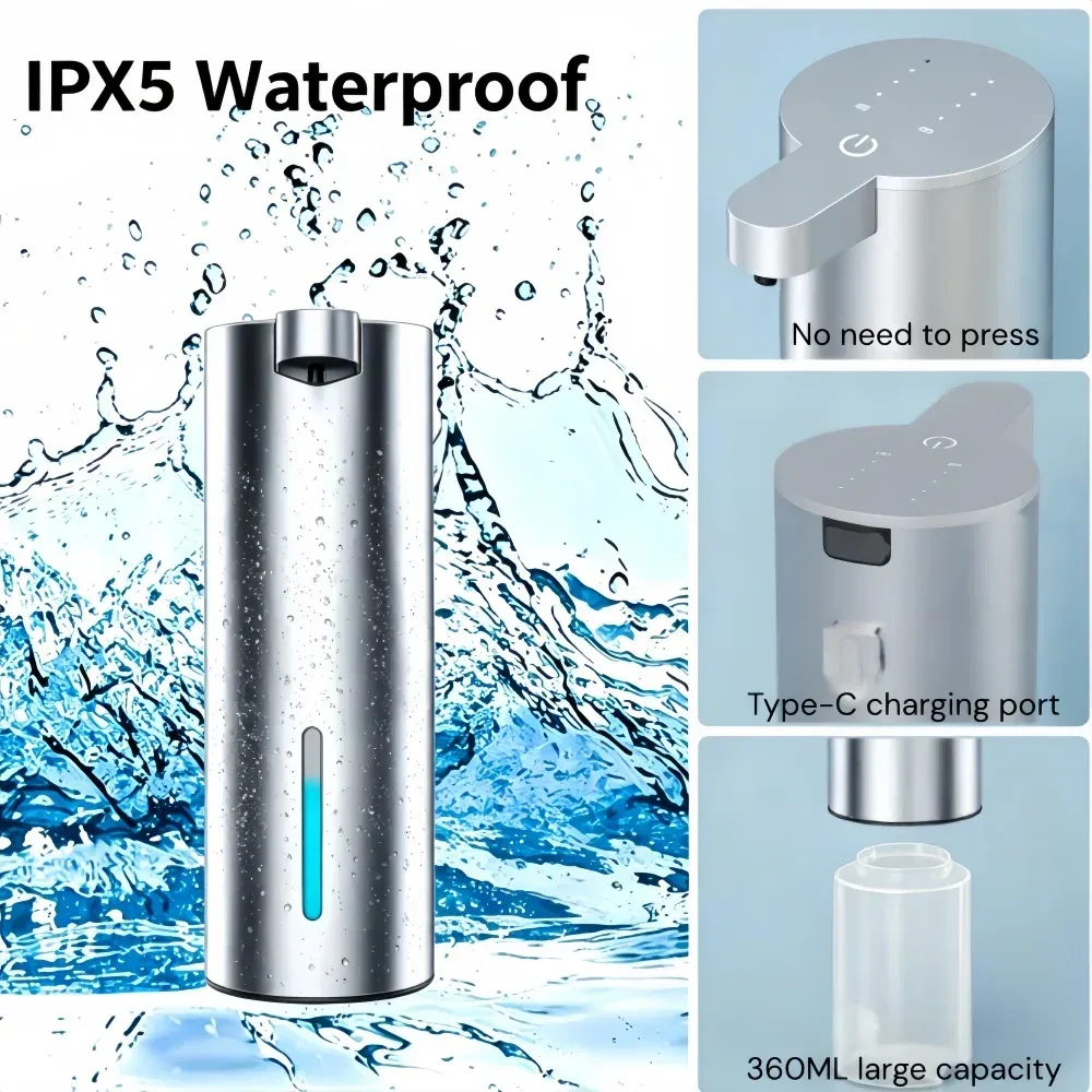 Distributeur de savon automatique sans contact à infrarouge en acier inoxydable, fixation murale ou à poser, pour la maison et la salle de bain 4
