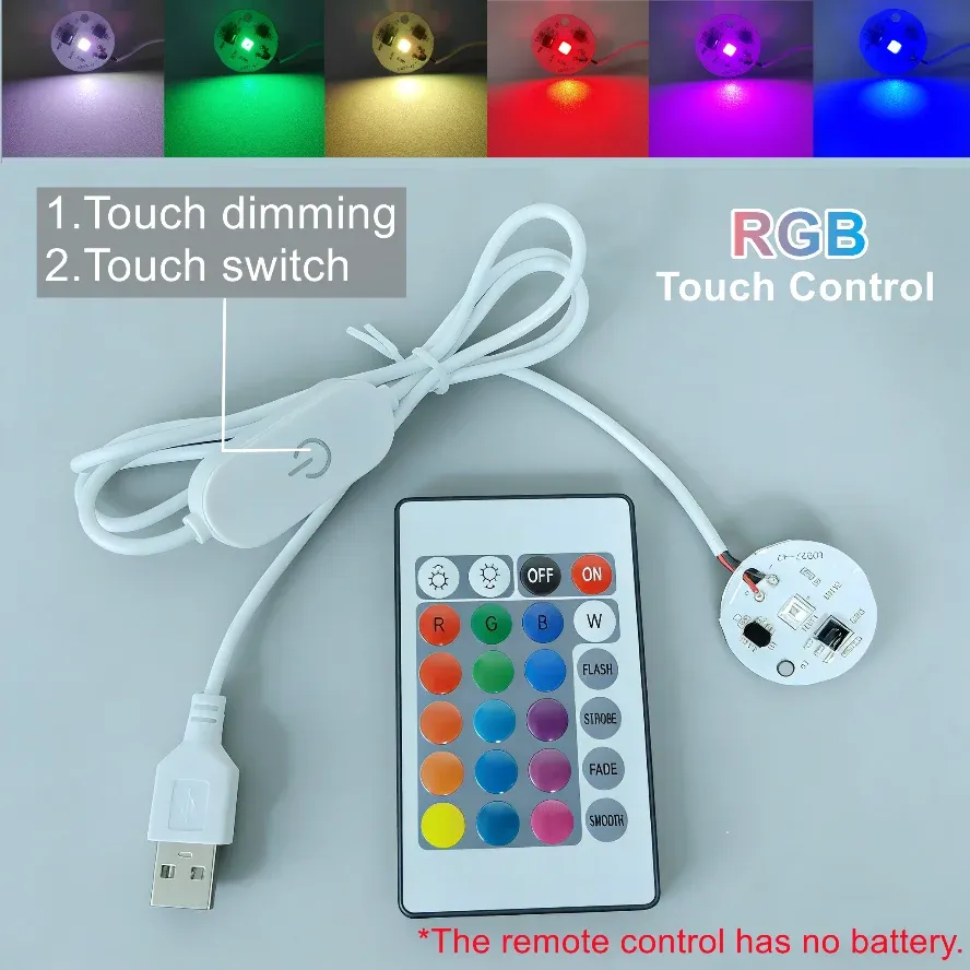 Panneau lumineux LED RGB à couleurs variables, haute luminosité, alimentation USB 5 V, avec télécommande et contrôle tactile 10