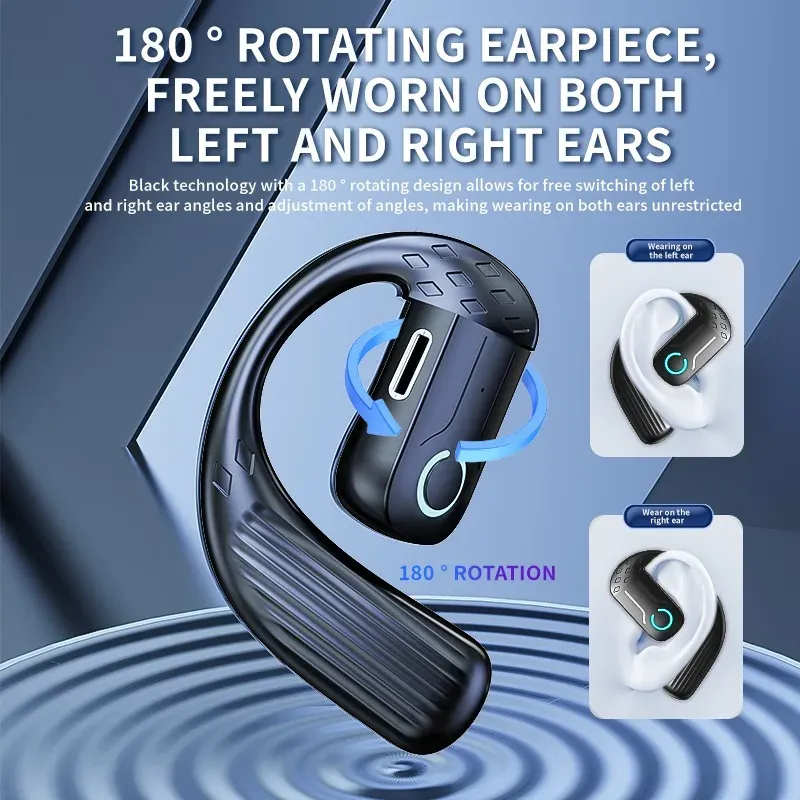 Écouteurs Bluetooth 5.4 ouverts sans fil à rotation 180° avec micro, universels gauche/droite, pour le sport et le travail 3