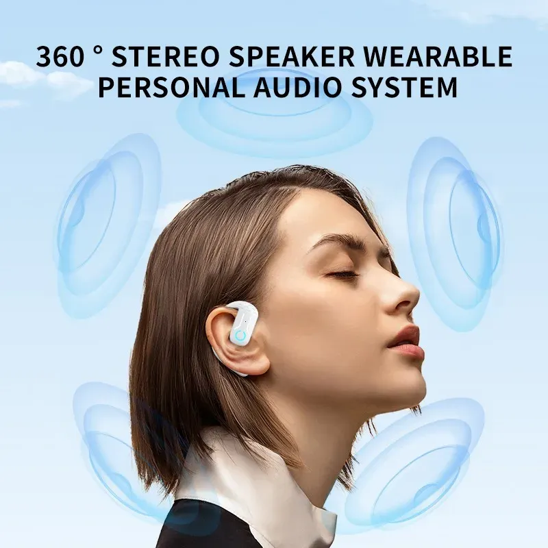 Écouteurs Bluetooth 5.4 ouverts sans fil à rotation 180° avec micro, universels gauche/droite, pour le sport et le travail 4
