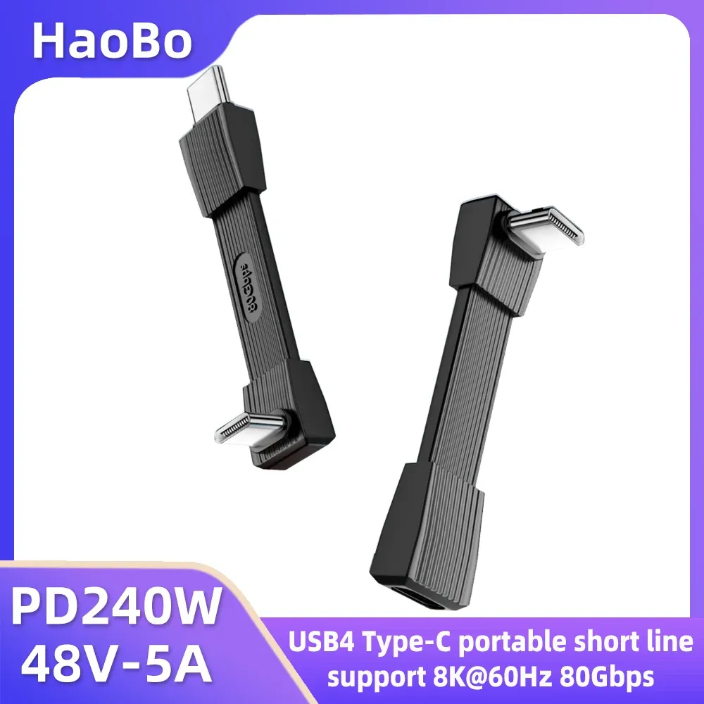 Câble USB 4.0 Type-C vers Type-C 240 W, charge rapide, transfert de données 80 Gbps, vidéo 8K à 60 Hz, câble plat et souple