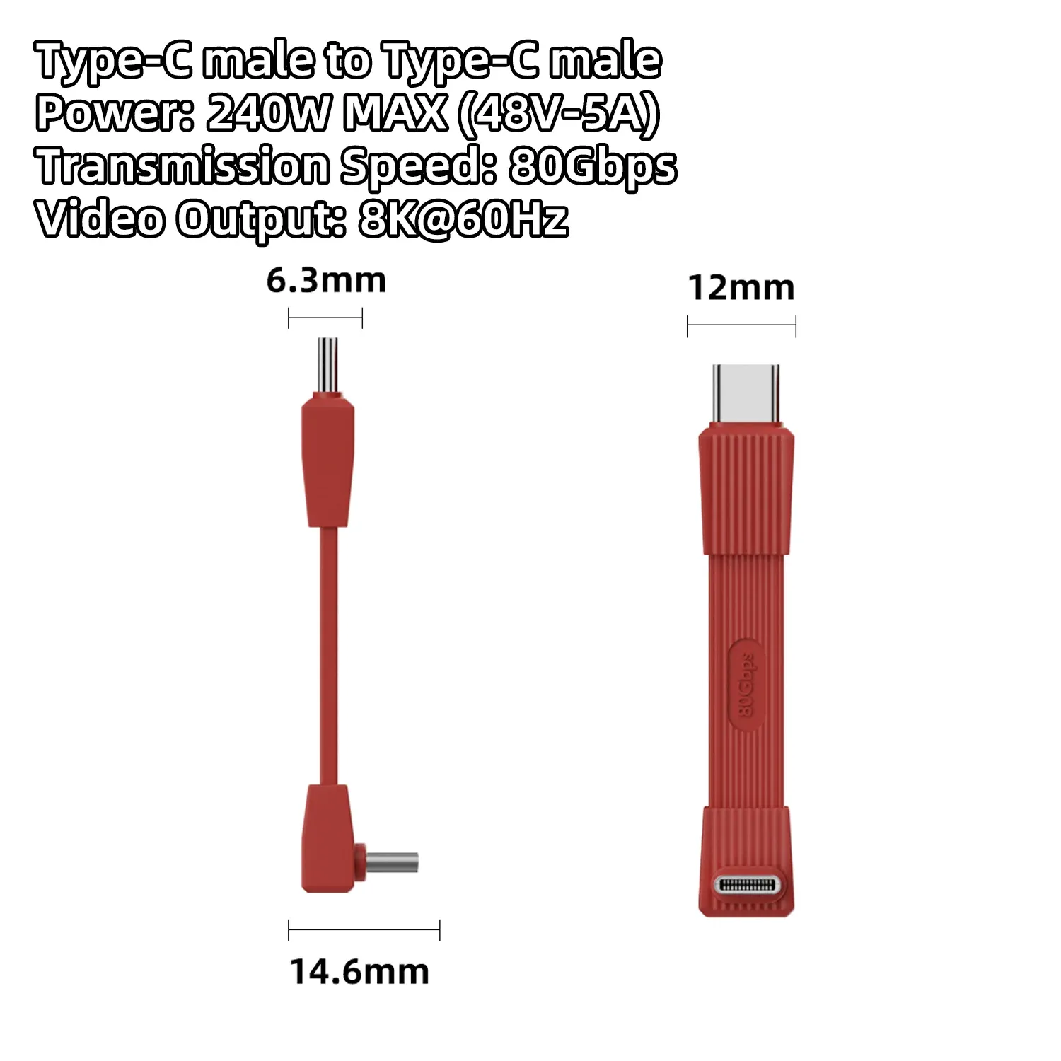 Câble USB 4.0 Type-C vers Type-C 240 W, charge rapide, transfert de données 80 Gbps, vidéo 8K à 60 Hz, câble plat et souple 7