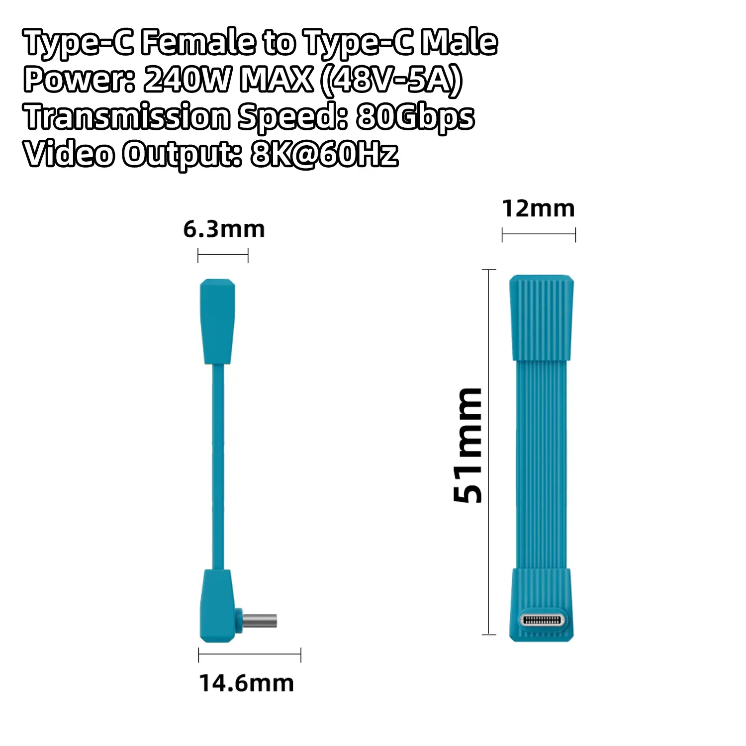 Câble USB 4.0 Type-C vers Type-C 240 W, charge rapide, transfert de données 80 Gbps, vidéo 8K à 60 Hz, câble plat et souple 11