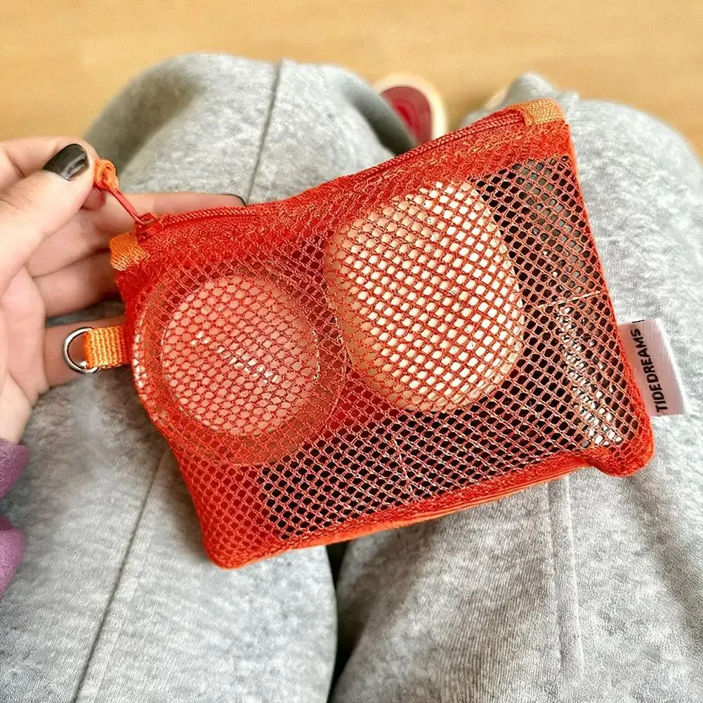 Sacs de rangement en maille double couche, trousse de maquillage portable de voyage avec fermeture éclair, mini organisateur de cosmétiques et articles de toilette, sac simple pour papeterie 2