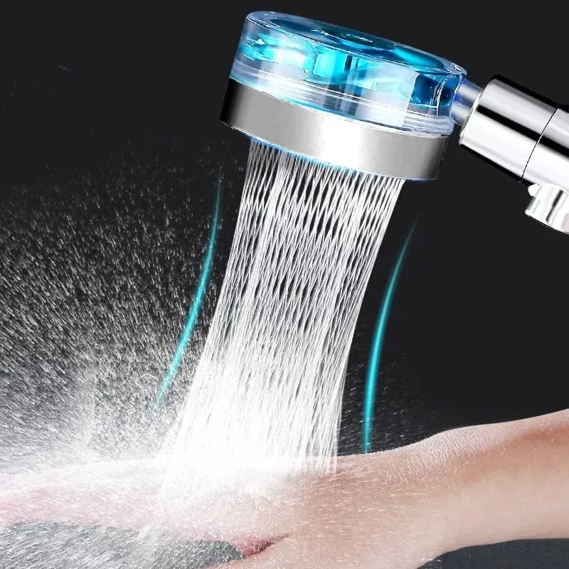 Pommeau de douche turbo haute pression à rotation 360°, économie d'eau, jet réglable, avec filtres 6