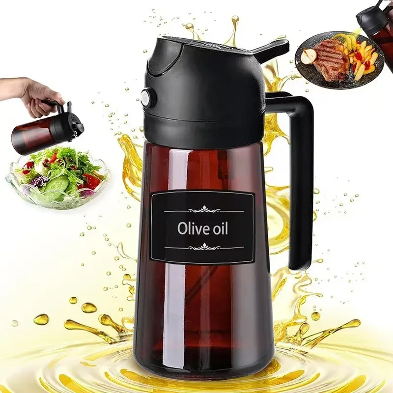 Pulvérisateur et distributeur d'huile 2 en 1 en verre, bouteille à huile d'olive étanche 16 oz 7