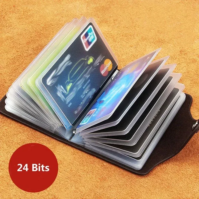 Porte-cartes de visite antivol pour femme, capacité 24 cartes, étui de poche fin en simili cuir PU - Image 1