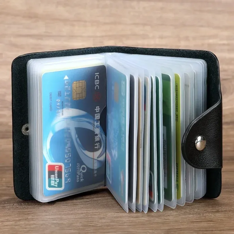 Porte-cartes de visite antivol pour femme, capacité 24 cartes, étui de poche fin en simili cuir PU 3