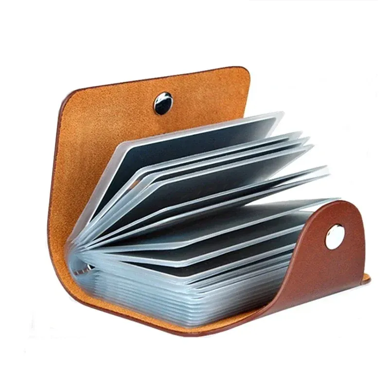 Porte-cartes de visite antivol pour femme, capacité 24 cartes, étui de poche fin en simili cuir PU 6