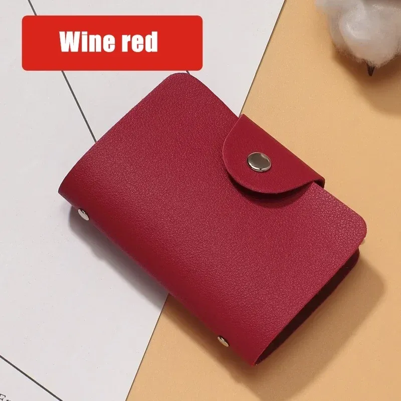 Porte-cartes de visite antivol pour femme, capacité 24 cartes, étui de poche fin en simili cuir PU 13