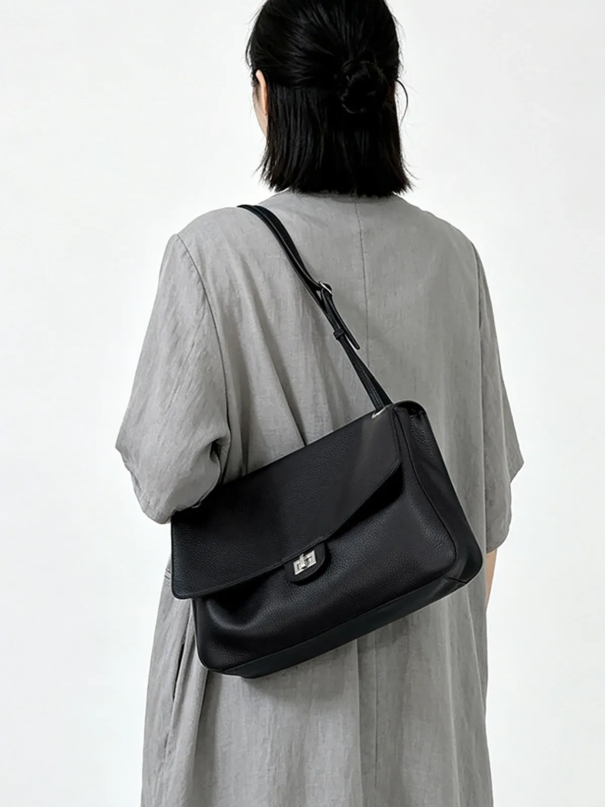 Sac bandoulière en cuir véritable pour femme, grande capacité, sac fourre-tout en cuir de vachette tendance pour le quotidien, style luxe, collection 2026