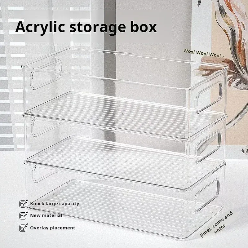 Boîte de rangement de bureau en plastique acrylique transparent, étanche, empilable - Image 1