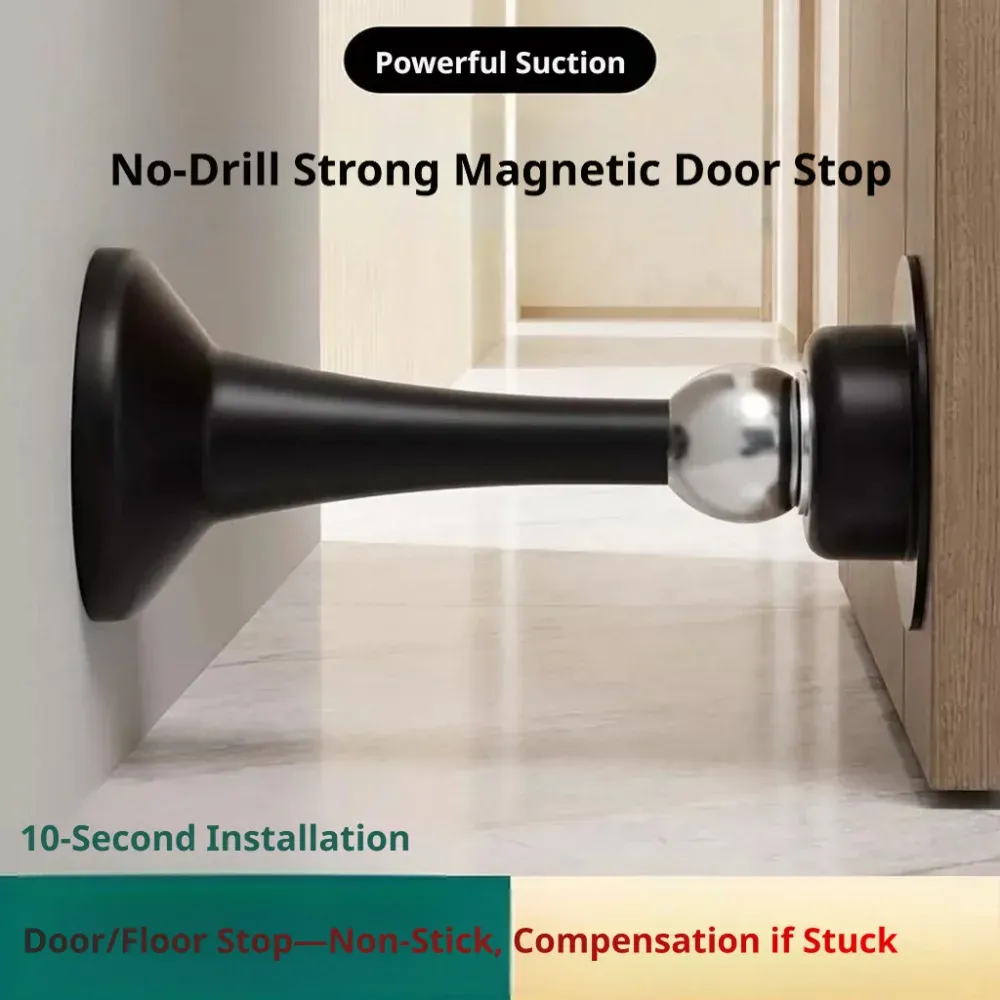Butée de porte sans perçage, protection murale fixe pour porte de chambre, anti-collision, butée de sol en silicone à forte aspiration, lot de 4 3