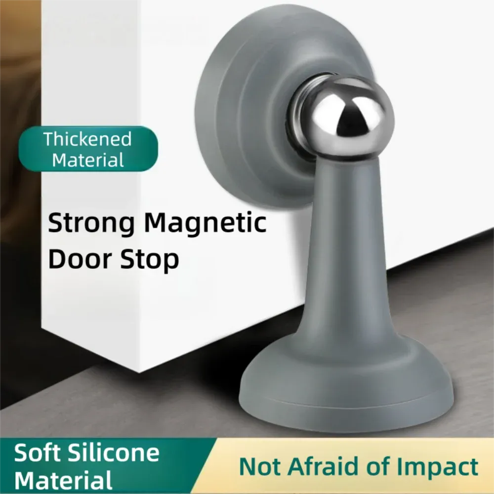 Butée de porte sans perçage, protection murale fixe pour porte de chambre, anti-collision, butée de sol en silicone à forte aspiration, lot de 4 4
