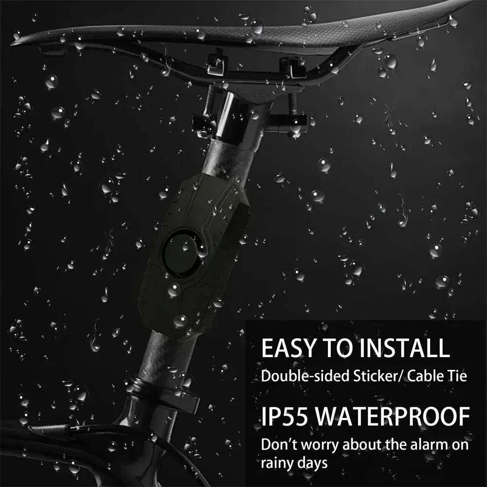 Alarme de vibration sans fil pour vélo, vélo électrique et moto, avec télécommande, rechargeable par USB, étanche et capteur de sécurité anti-perte 6