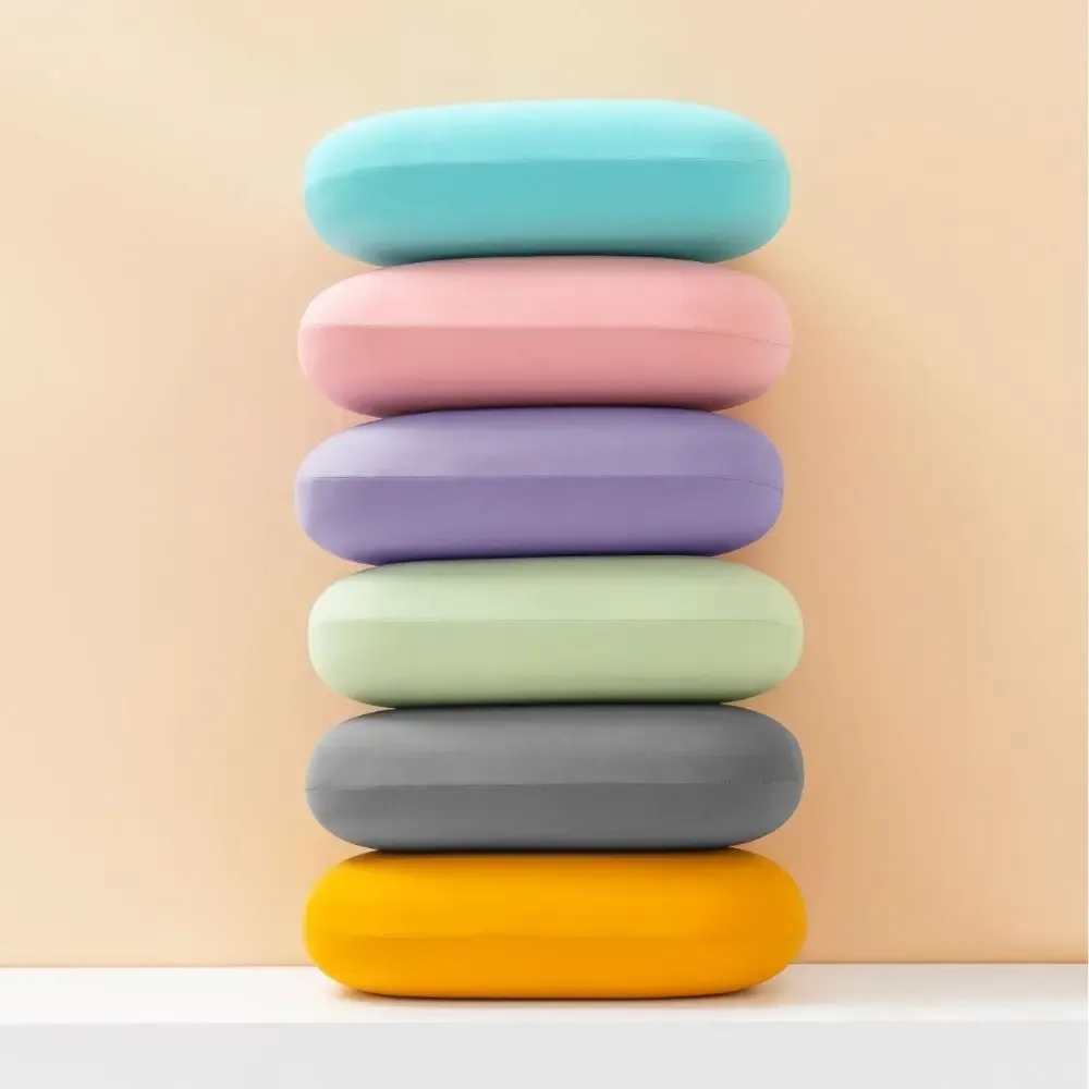 Oreiller de sieste portable en éponge coloris macaron, soutien cervical doux et multifonction pour le voyage et le bureau 5