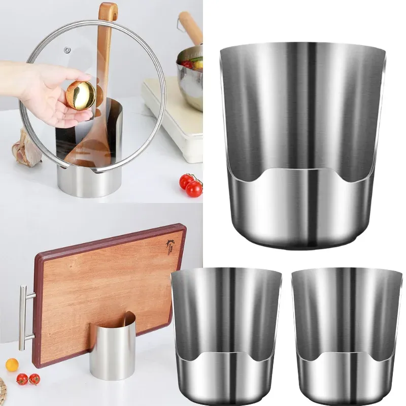 Support de couvercle de casserole en acier inoxydable, spatule multifonctionnelle, planche à découper, support de rangement, organisateur de comptoir de cuisine, gadget de cuisine - Image 1