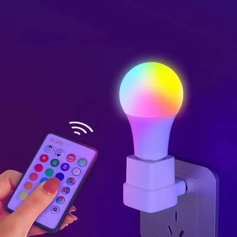 Ampoule LED RGB intelligente E27 avec télécommande 24 touches, 16 couleurs, 220 V, intensité variable 6
