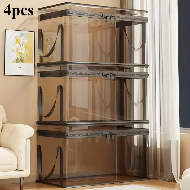 Boîtes de rangement transparentes avec couvercles rabattables