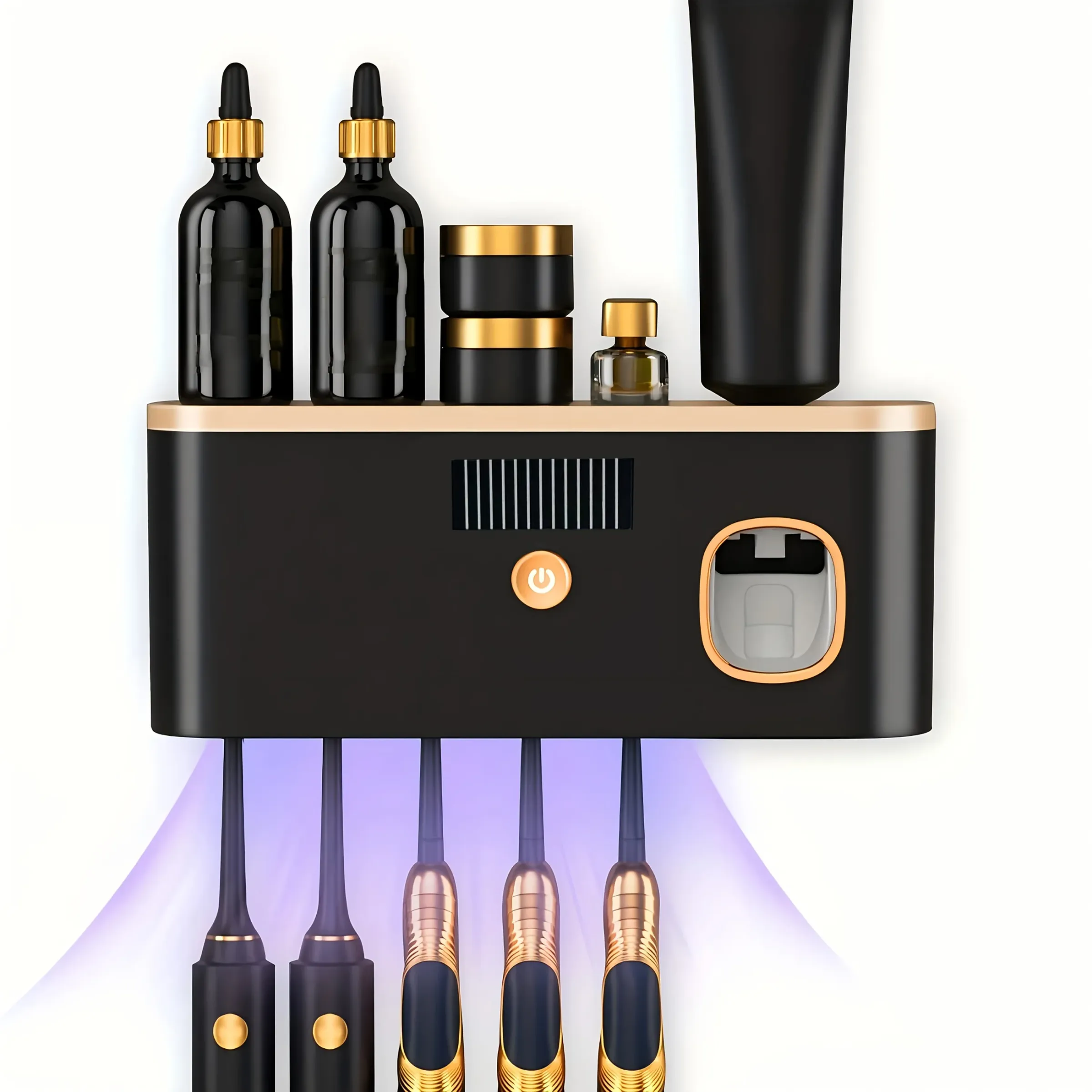 Porte-brosse à dents désinfectant UV avec distributeur automatique de dentifrice, support mural intelligent, charge USB, Lith 7