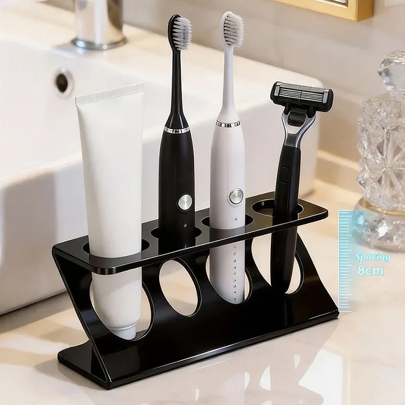 Support pour brosses à dents de salle de bain : organiseur ventilé avec fentes pour brosses électriques, dentifrice, rasoirs et petit peigne 6