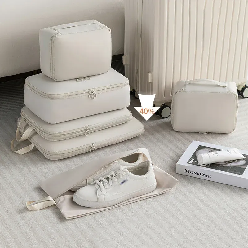 Cubes d'emballage compressibles de voyage, lot de 6, sacs de rangement étanches pour valise 2