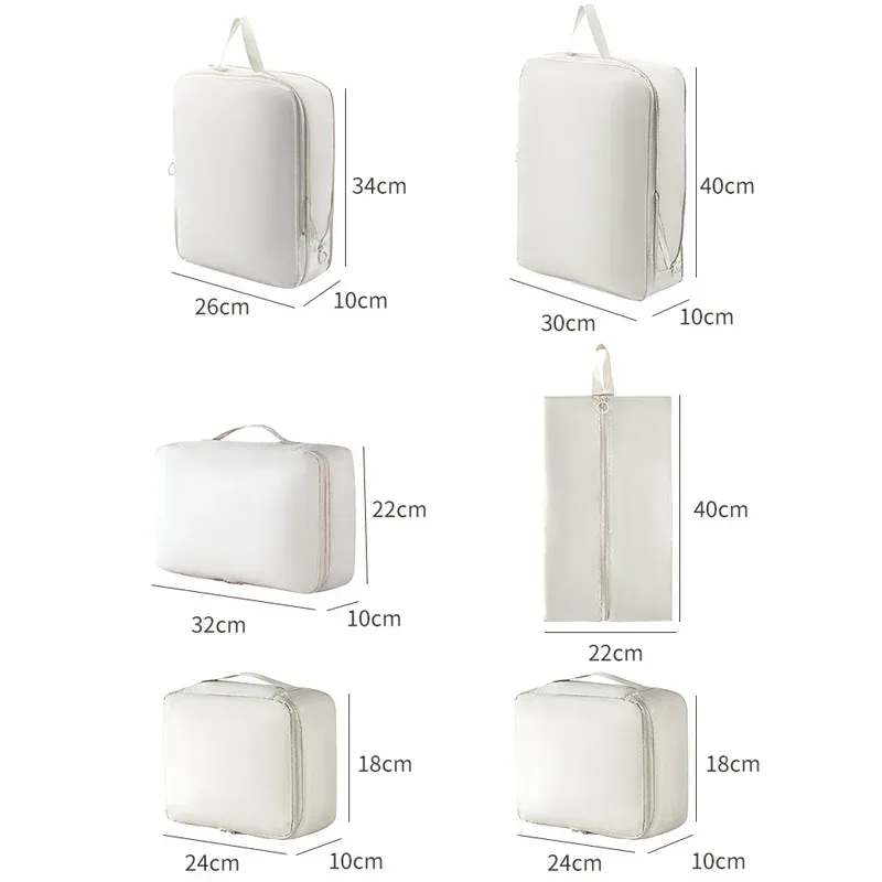 Cubes d'emballage compressibles de voyage, lot de 6, sacs de rangement étanches pour valise 6