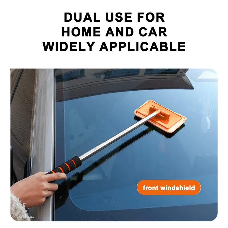 SEAMETAL – Brosse de nettoyage pour pare-brise de voiture, raclette pour vitres, manche télescopique extensible, sans rayures, microfibre douce 4