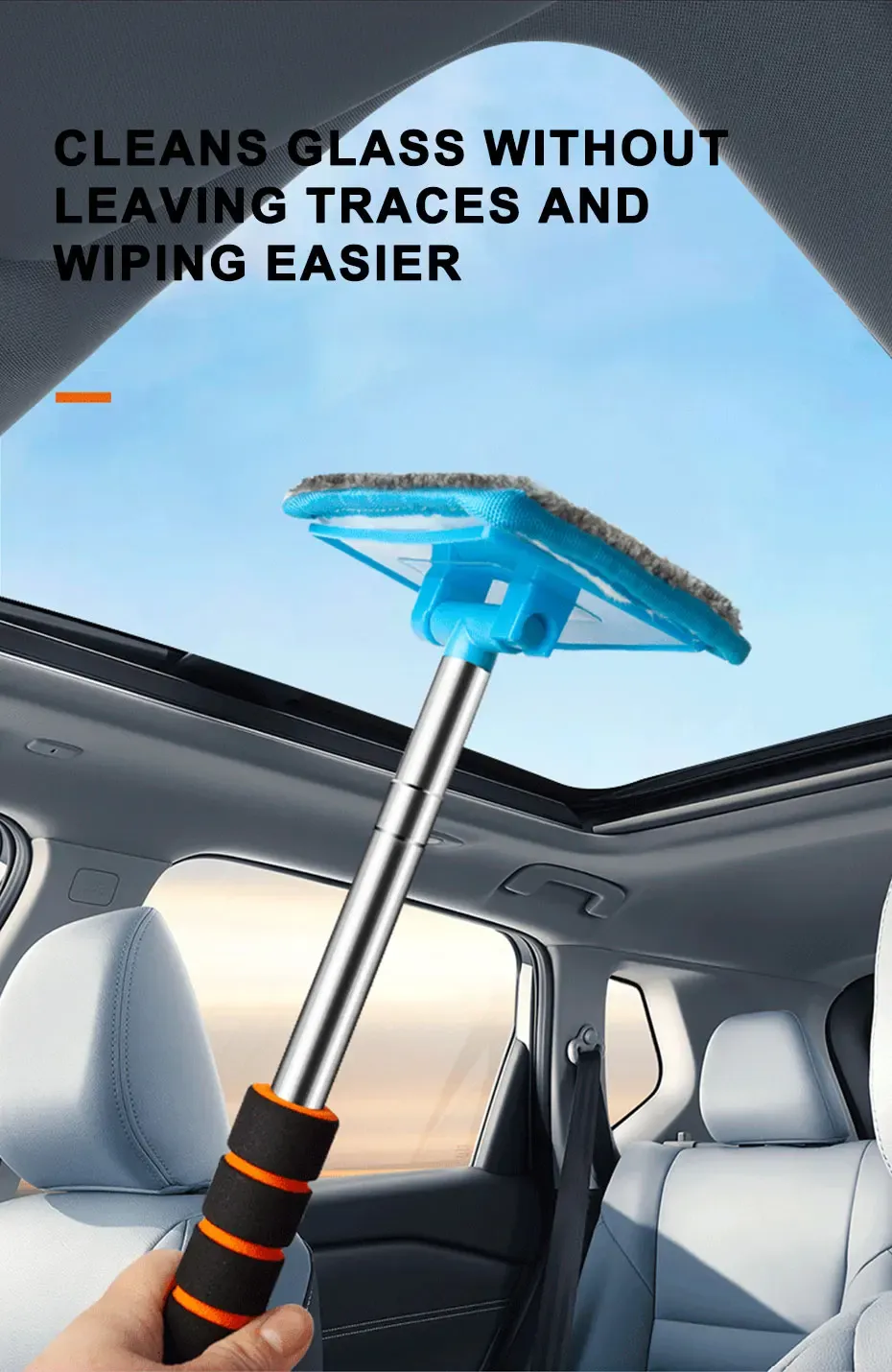 Utilisation de la brosse sur la vitre latérale