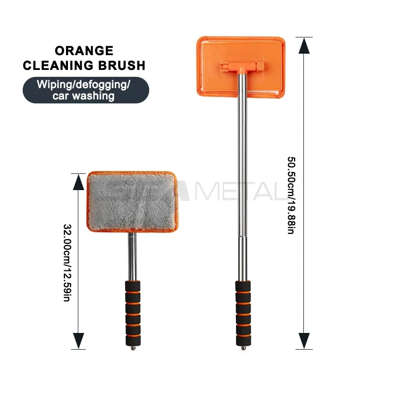 SEAMETAL – Brosse de nettoyage pour pare-brise de voiture, raclette pour vitres, manche télescopique extensible, sans rayures, microfibre douce 7