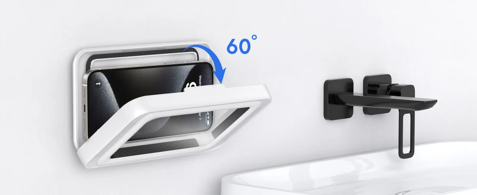 Support de téléphone de douche en situation