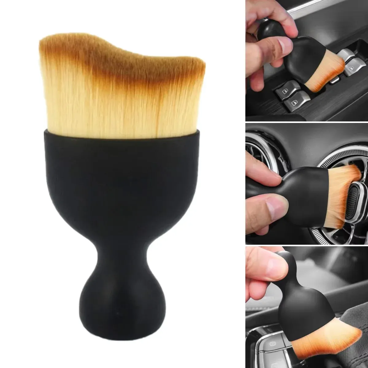 Brosse de nettoyage pour intérieur de voiture, brosse pour grilles de ventilation, jaune, lot de brosses pour habitacle 2
