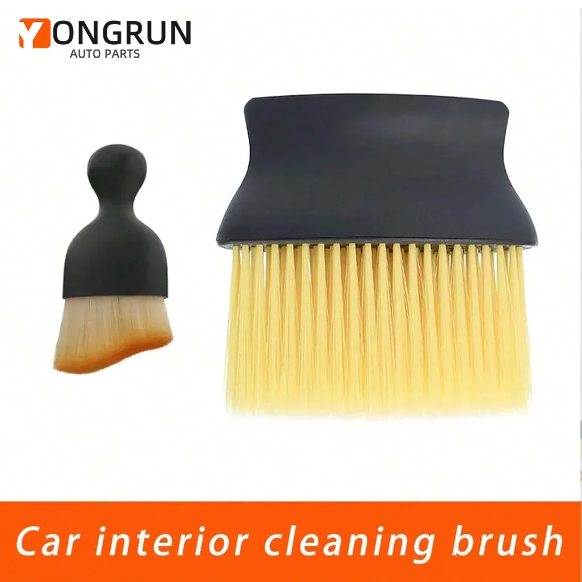 Brosse de nettoyage pour intérieur de voiture, brosse pour grilles de ventilation, jaune, lot de brosses pour habitacle - Image 1