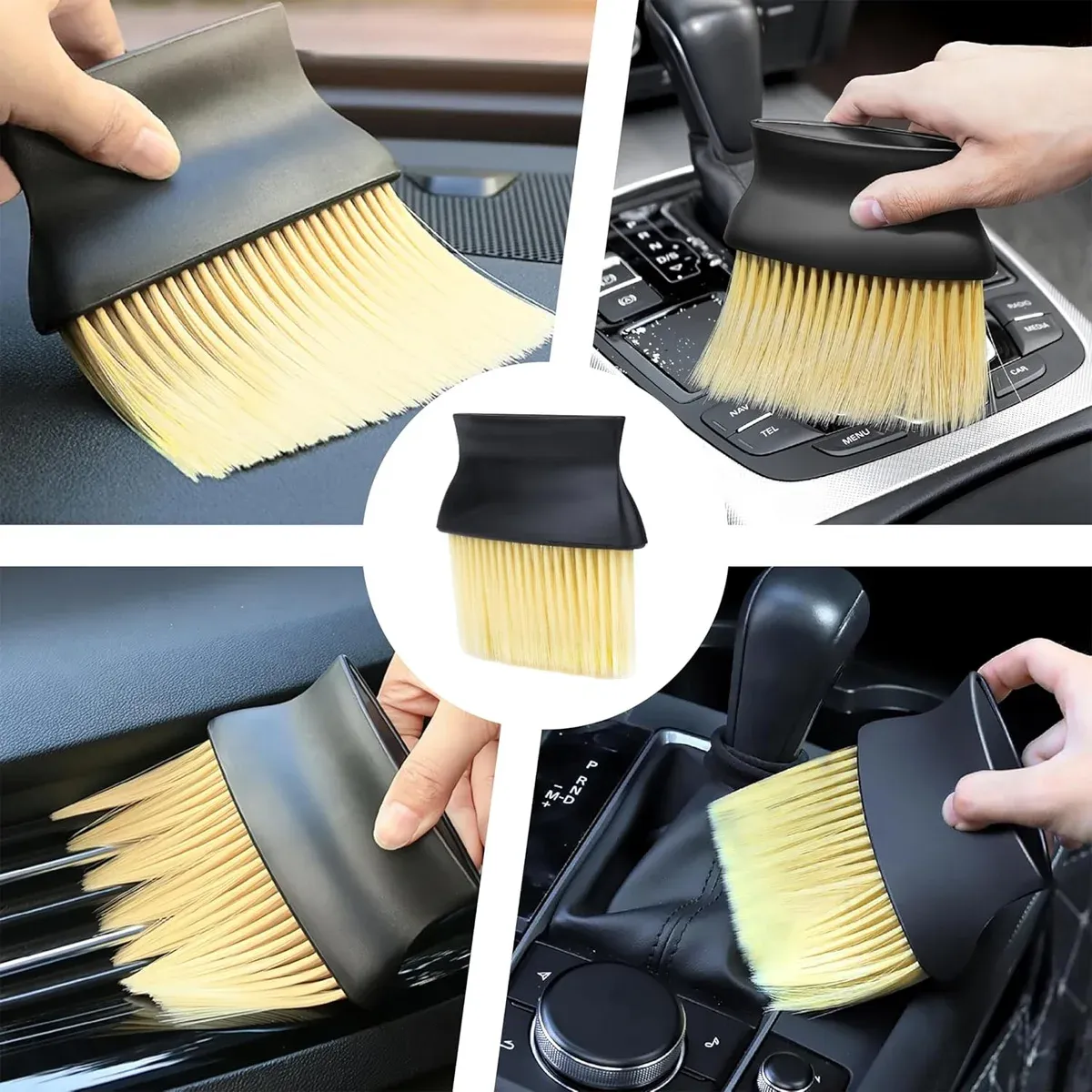 Brosse de nettoyage pour intérieur de voiture, brosse pour grilles de ventilation, jaune, lot de brosses pour habitacle 5