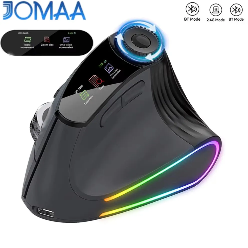 Souris ergonomique sans fil rétroéclairée à défilement intelligent, rechargeable, Bluetooth et 2,4 GHz
