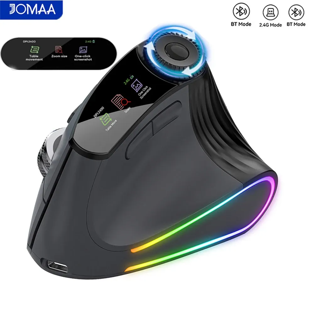 Souris ergonomique sans fil rétroéclairée à défilement intelligent, rechargeable, Bluetooth et 2,4 GHz 7
