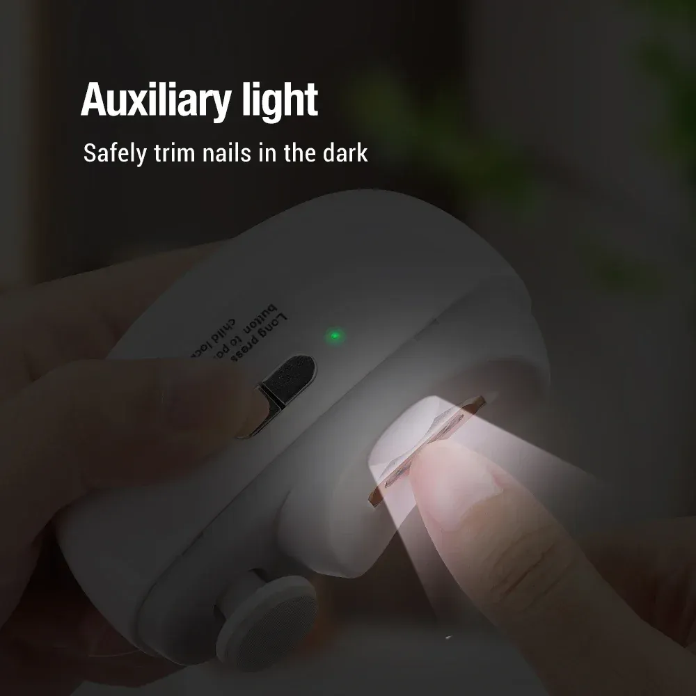 Coupe-ongles électrique automatique de sécurité avec lumière LED, portable et polissage, pour enfants, adultes et personnes âgées 6
