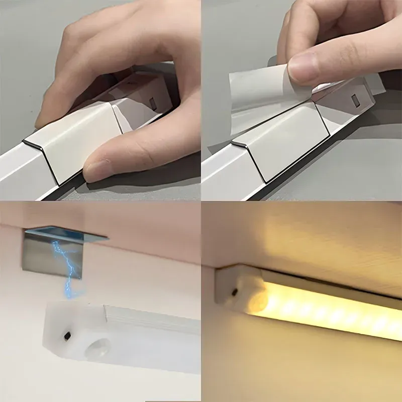 Bande lumineuse LED rechargeable USB avec capteur de mouvement magnétique, veilleuse sans fil pour cuisine et armoire 5