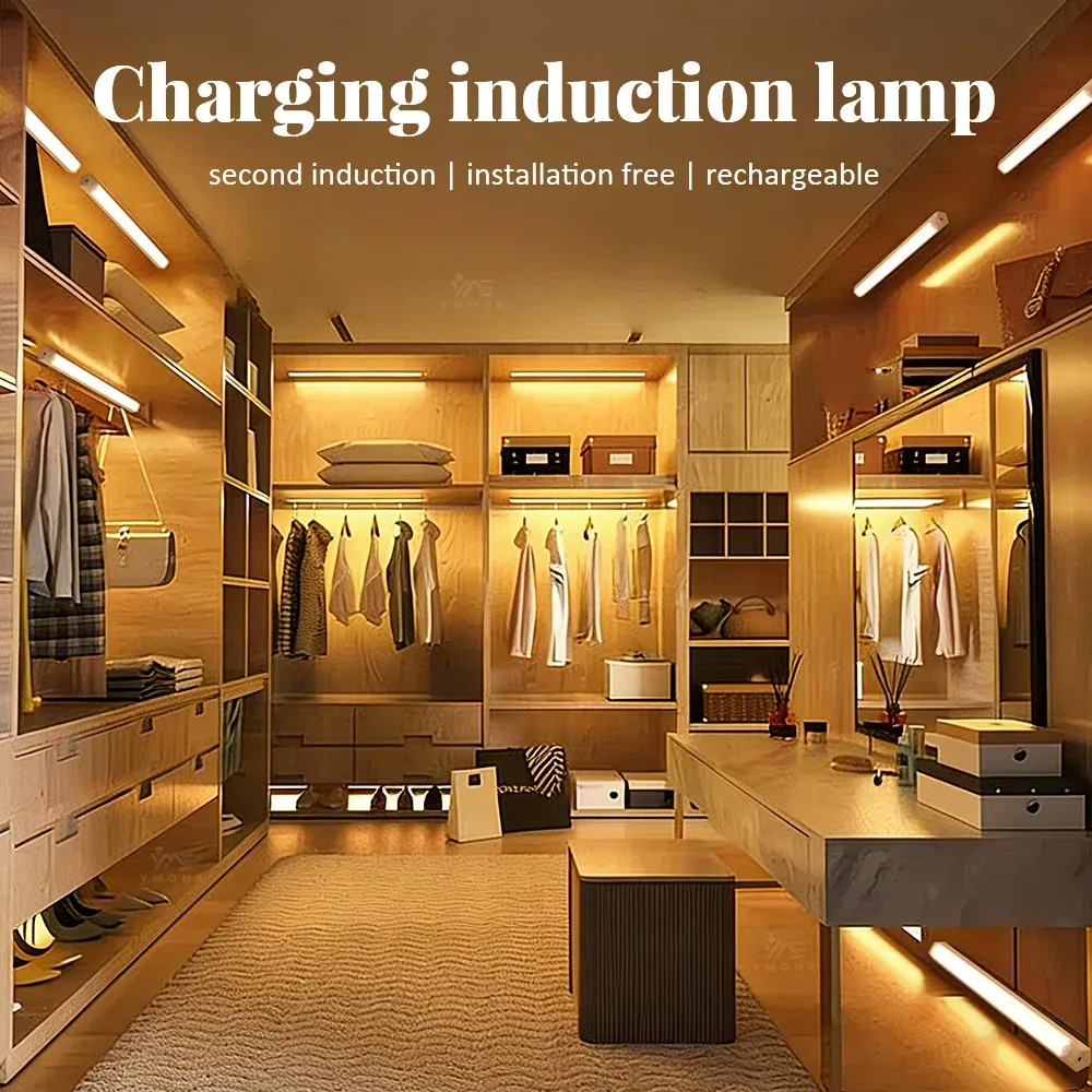 Bande lumineuse LED rechargeable USB avec capteur de mouvement magnétique, veilleuse sans fil pour cuisine et armoire 6