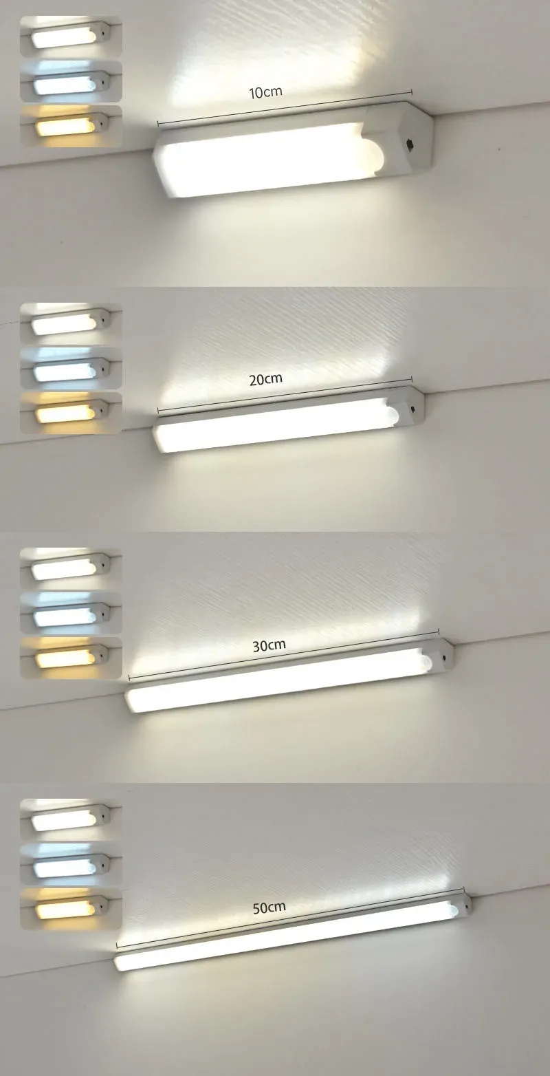 Bande lumineuse LED magnétique, recharge USB