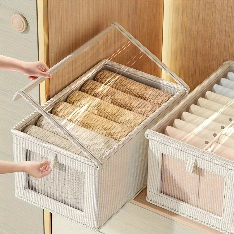 Boîte de rangement en toile dans un espace de vie